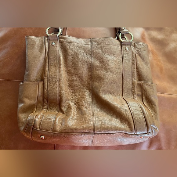 Vintage Italian Tan Pebble Leather Shoulder Bag Mila Paoli Gold-tone hardware - Picture 2 of 13